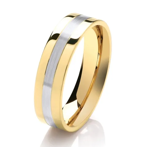 BiMetal Flat Court - Striped Wedding Ring 